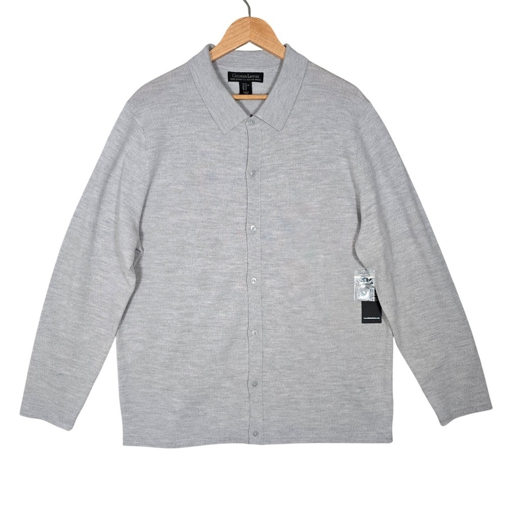 NWT Christian Lacroix Men's Heather Grey Extra Fine Merino Wool Sweater XL